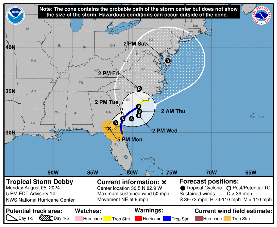 Tropical Storm Debby Hits Florida, Causing Fatalities and Flood Warnings*