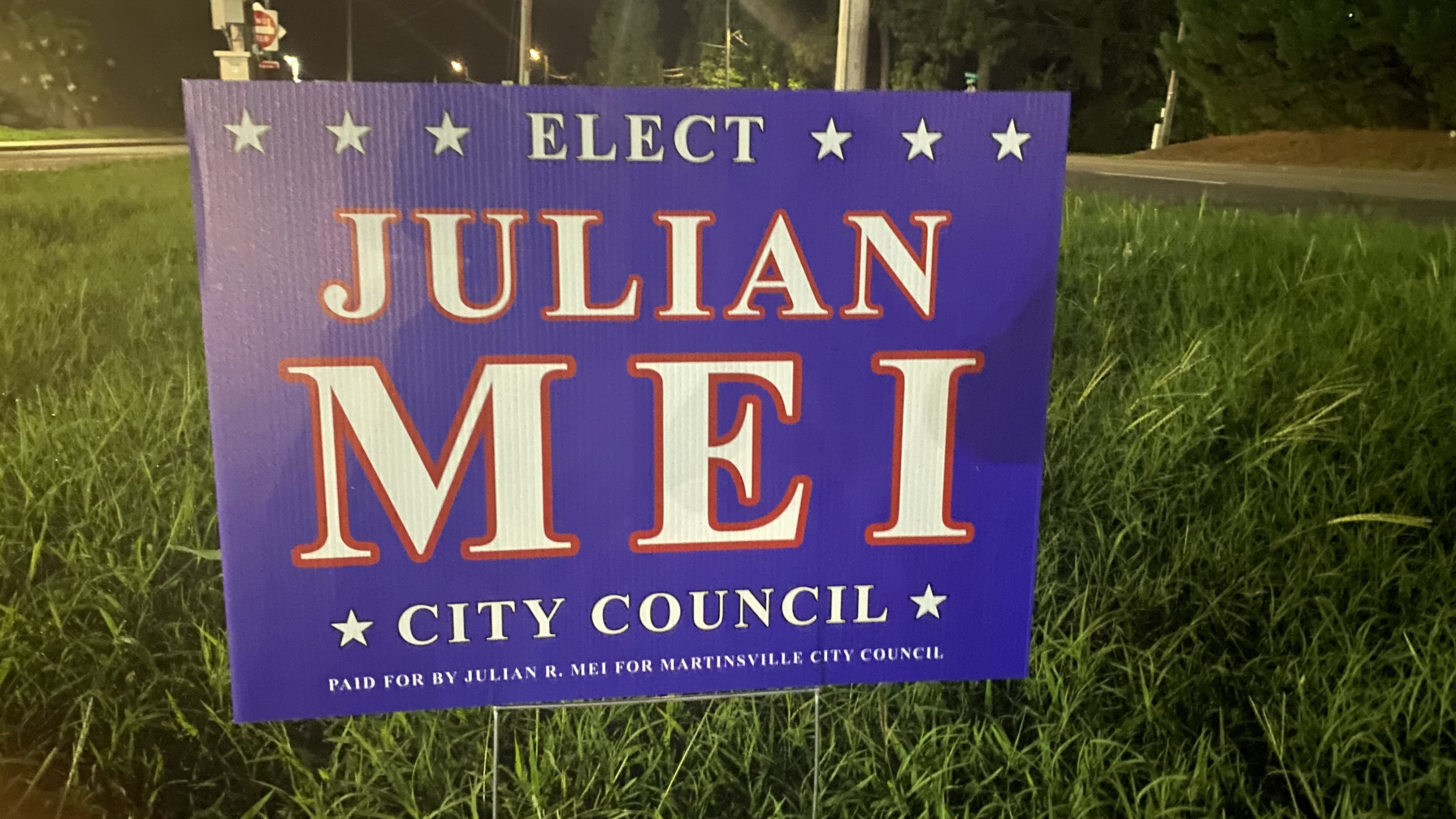 Martinsville City Council Candidate Julian Mei Launches Early Campaign with Yard Signs