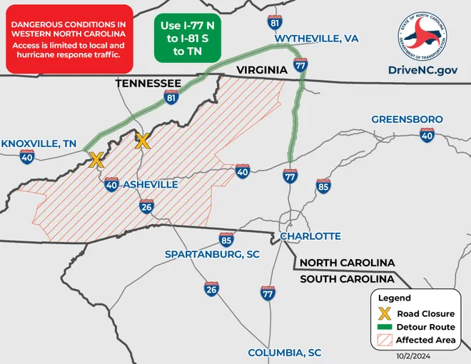  North Carolina Faces Travel Challenges Following Tropical Storm Helene