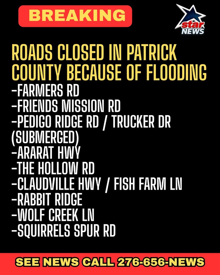Multiple Roadways partially or fully submerged. Roads running near or over Ararat River...