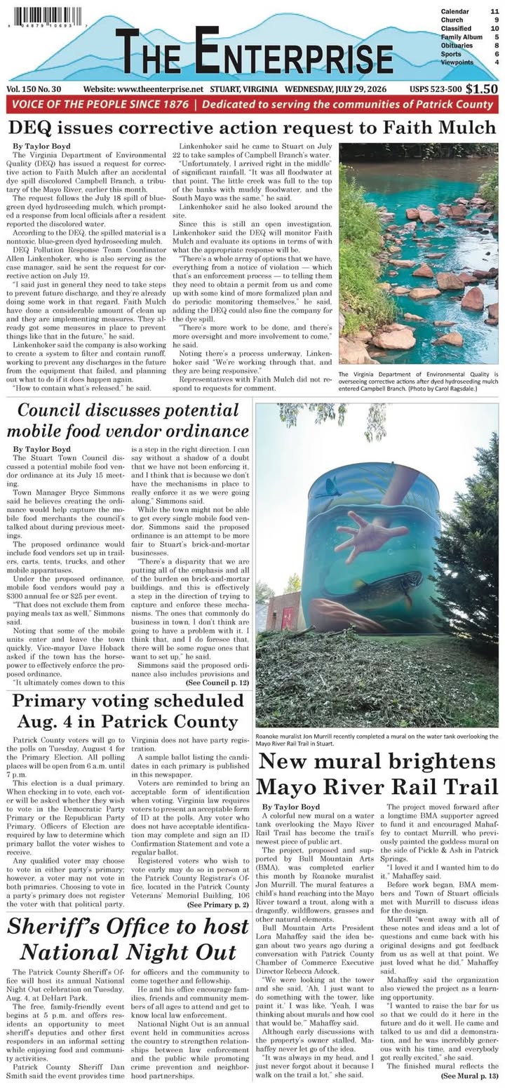 The Enterprize front page