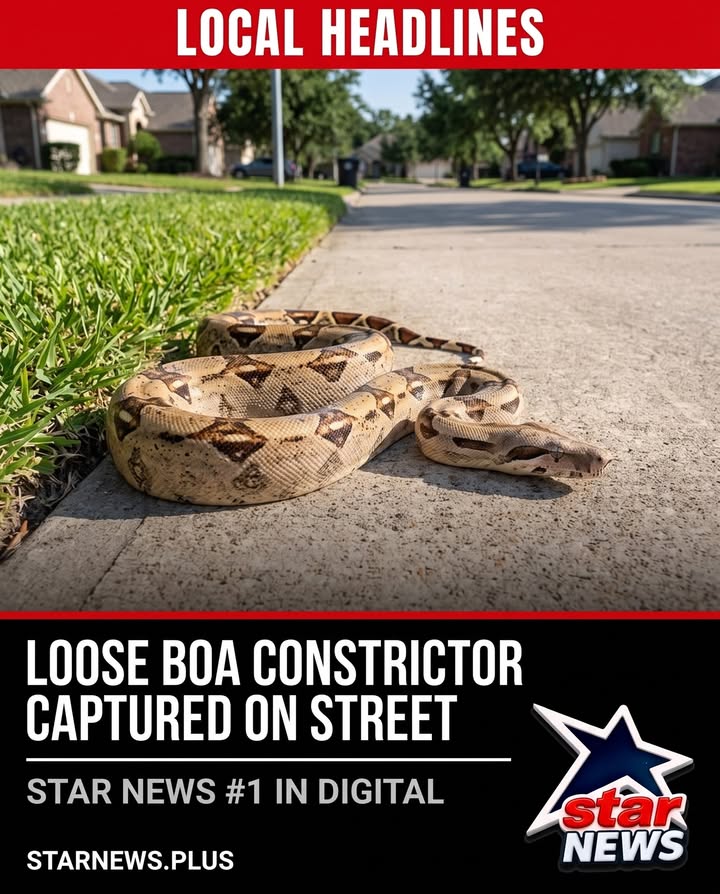 A loose boa constrictor was safely captured on a residential street, officials said.