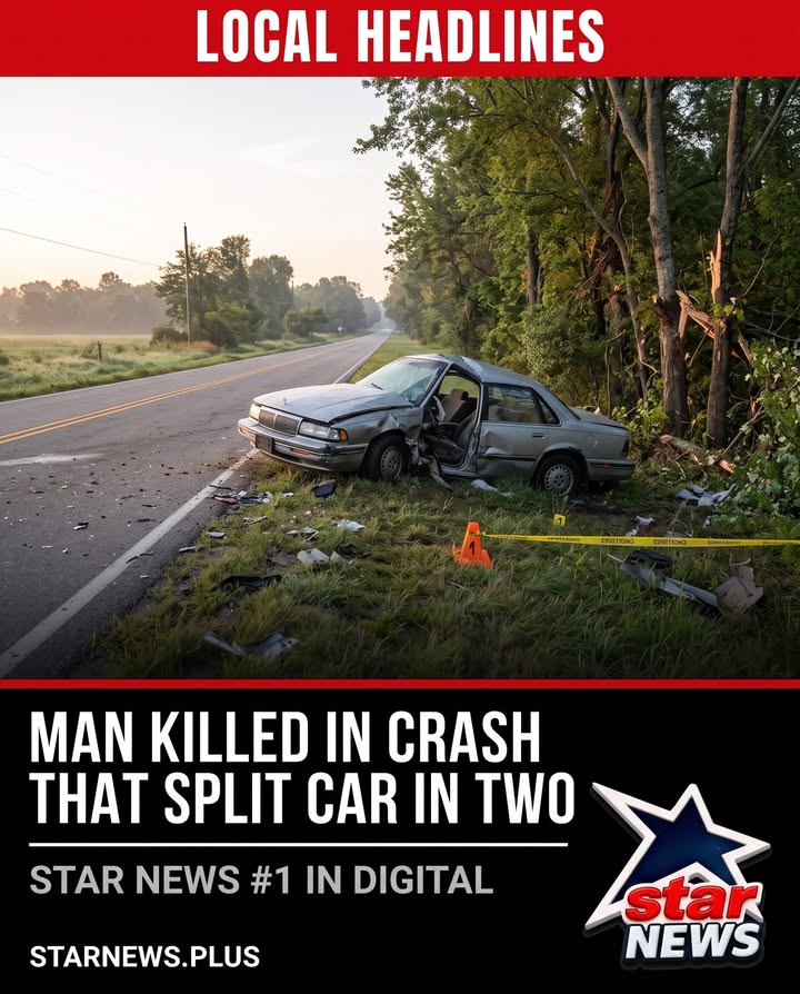 A man was killed early Thursday when his car was split in two in a crash in Johnston Co...