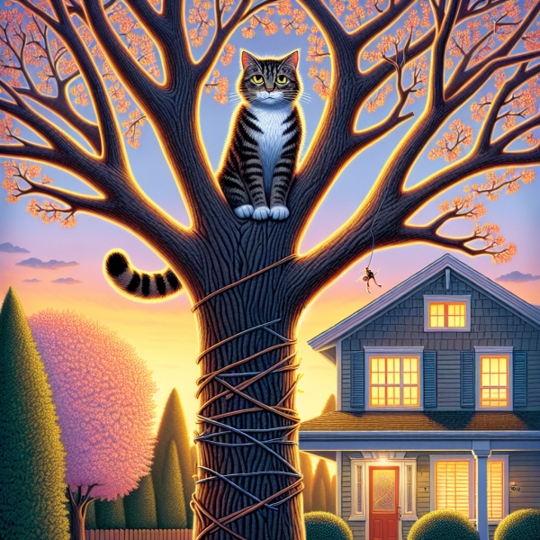 Neighborhood Feline 'Whiskers' Rescued from Tall Oak Tree Adventure